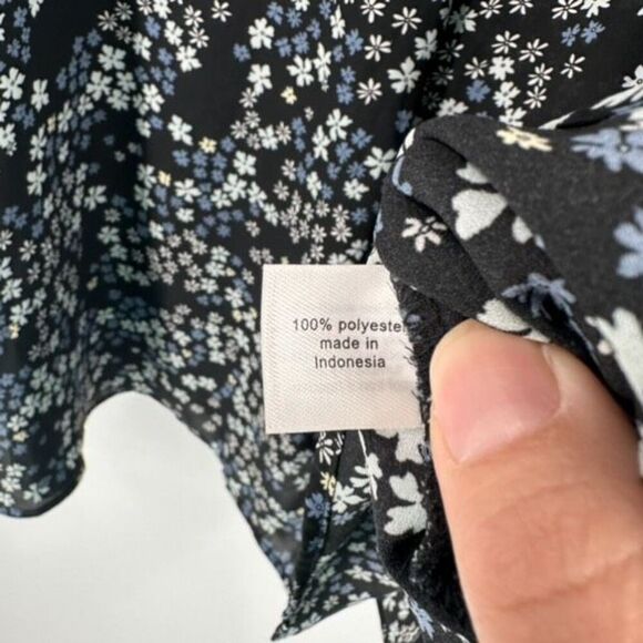 Lane Bryant Womens Floral Roll Tab Long Sleeve Button Down Blouse Black Size 3XL - Picture 10 of 14